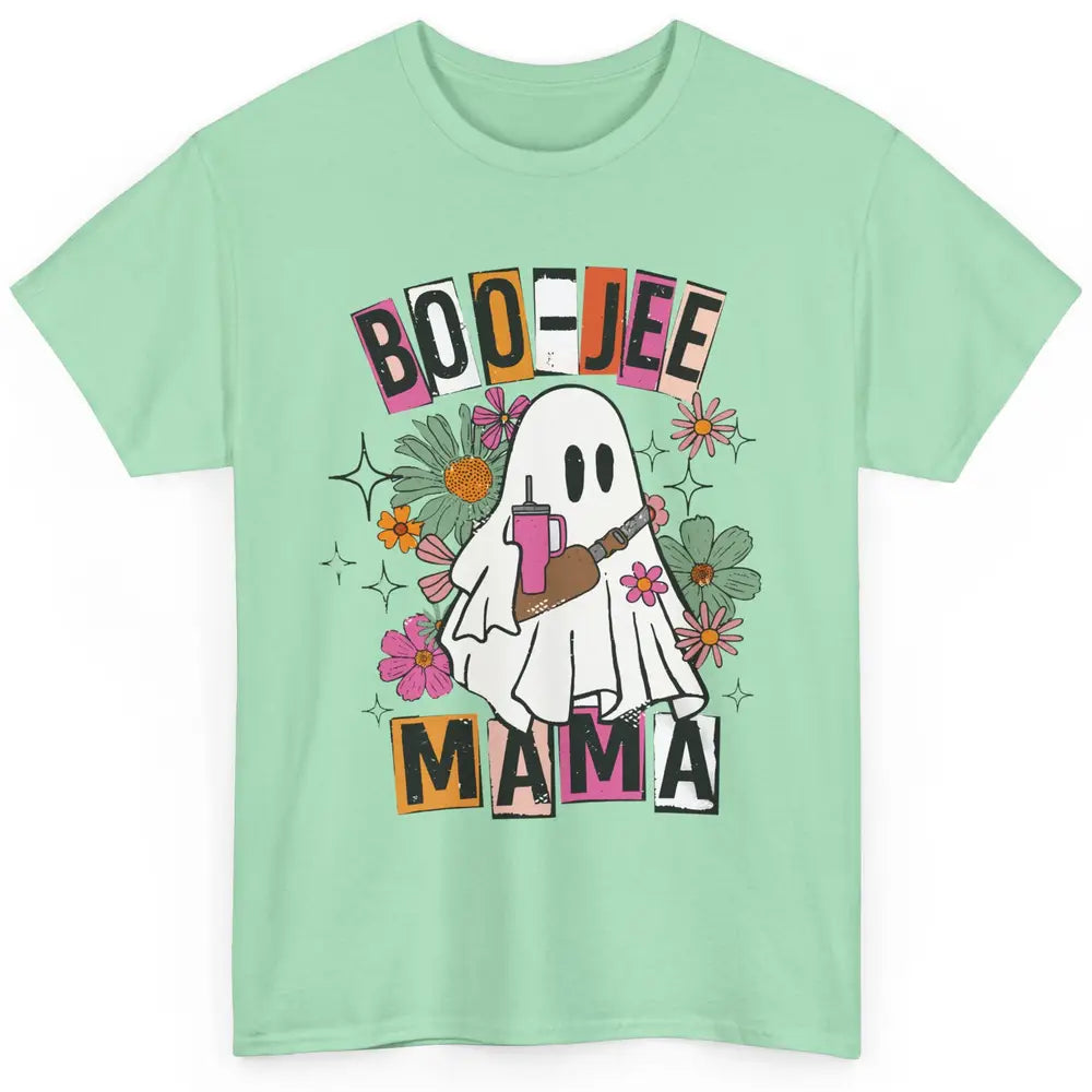 Floral Groovy Ghost Boo-jee Mama Fall Halloween Western Mama Classic Unisex T-Shirt