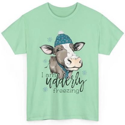 Funny Cow I'm Udderly Freezing Farmer Merry Christmas Winter Classic Unisex T-Shirt