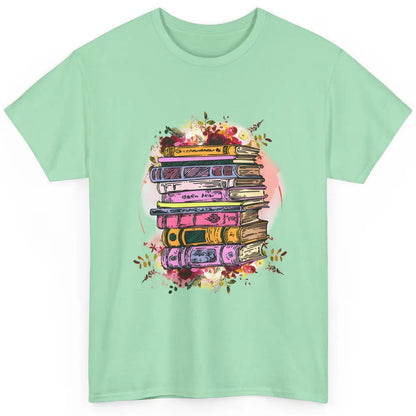 Book Wildflower Floral Aesthetic Librarian Bookworm Bookish Classic Unisex T-Shirt