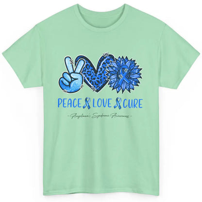 Angelman's Syndrome Blue Ribbon Peace Love Cure Sunflower Classic Unisex T-Shirt