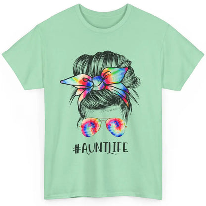 Aunt Life Messy Bun Hair Tie Dye Sunglasses Bandana Auntie Classic Unisex T-Shirt