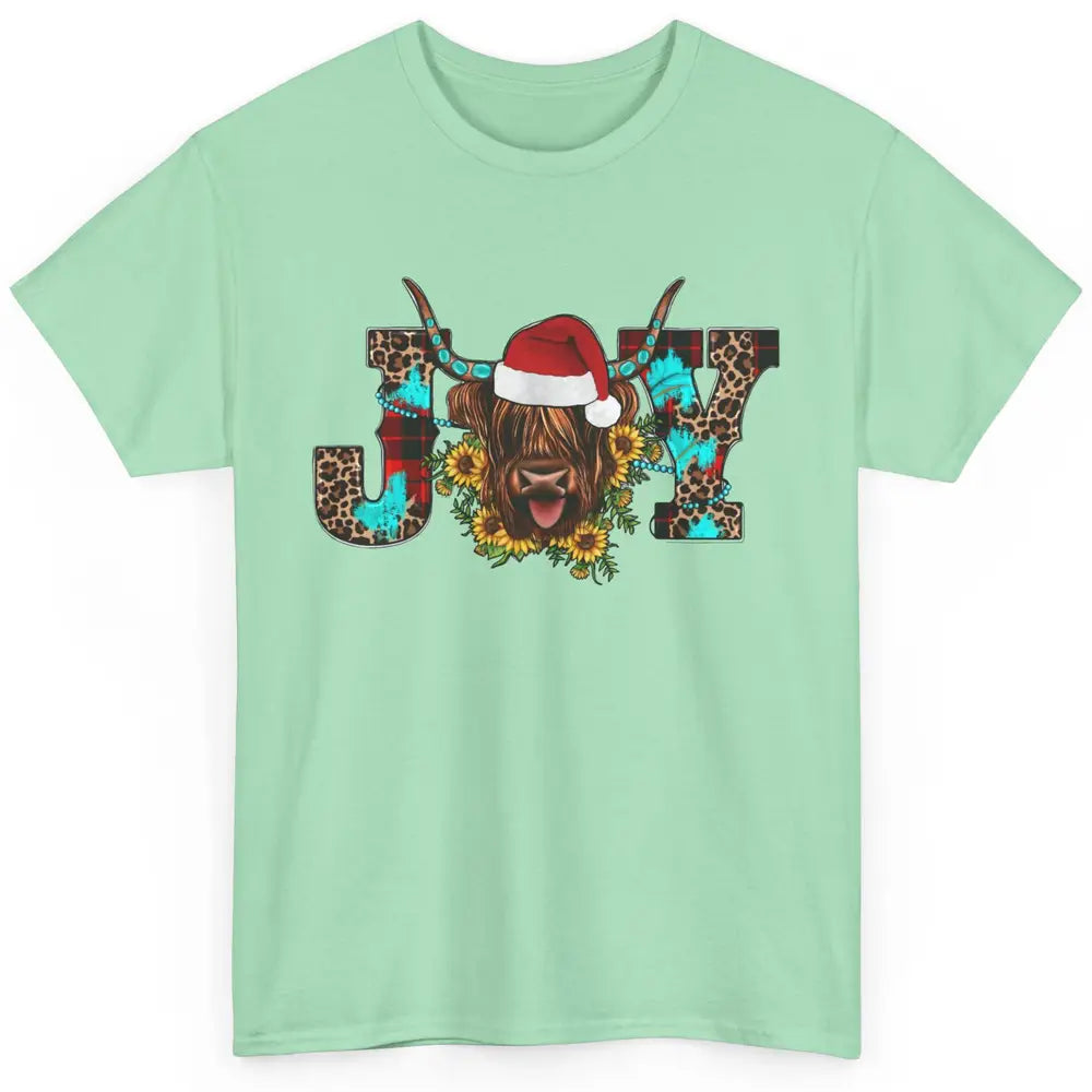 Highland Cow Christmas Joy Heifer Western Country Cowboy Classic Unisex T-Shirt