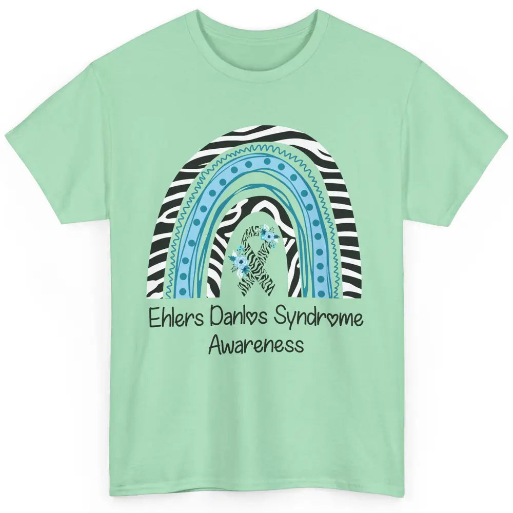 Ehlers Danlos Syndrome Awareness EDS Zibra Ribbon Rainbow Classic Unisex T-Shirt