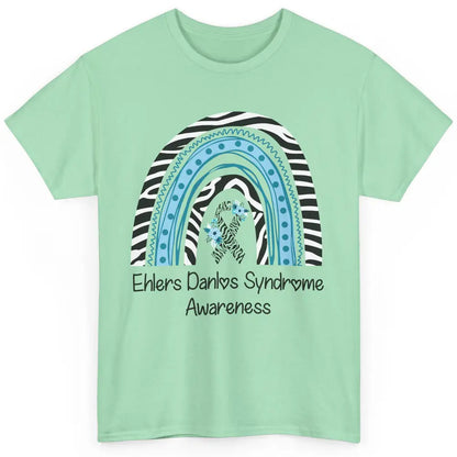 Ehlers Danlos Syndrome Awareness EDS Zibra Ribbon Rainbow Classic Unisex T-Shirt