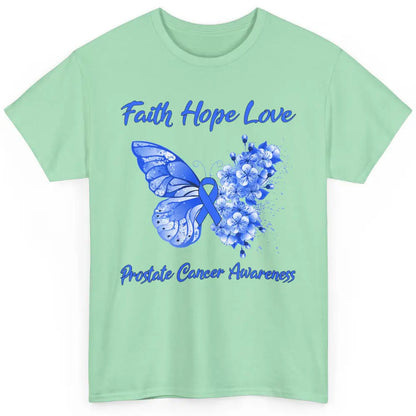 Butterfly Faith Hope Warrior Prostate Cancer Blue Ribbon Classic Unisex T-Shirt