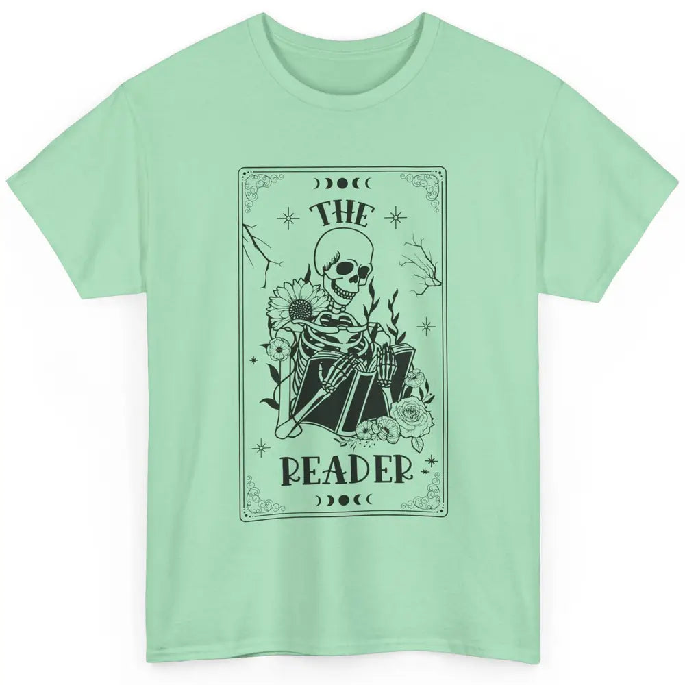 The Reader Skeleton Tarot Card Halloween Reader Book Lovers Classic Unisex T-Shirt