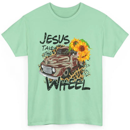 Sunflower Truck Jesus Take The Wheel Christian Gift Leopard Classic Unisex T-Shirt