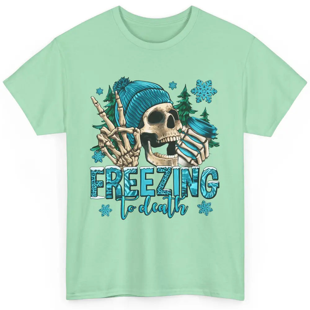 Funny Leopard Skull Freezing To Death Funny Christmas Winter Classic Unisex T-Shirt