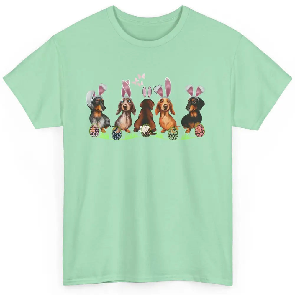 Easter Dachshund With Bunny Ears Cute Dachshund Easter Eggs Classic Unisex T-Shirt