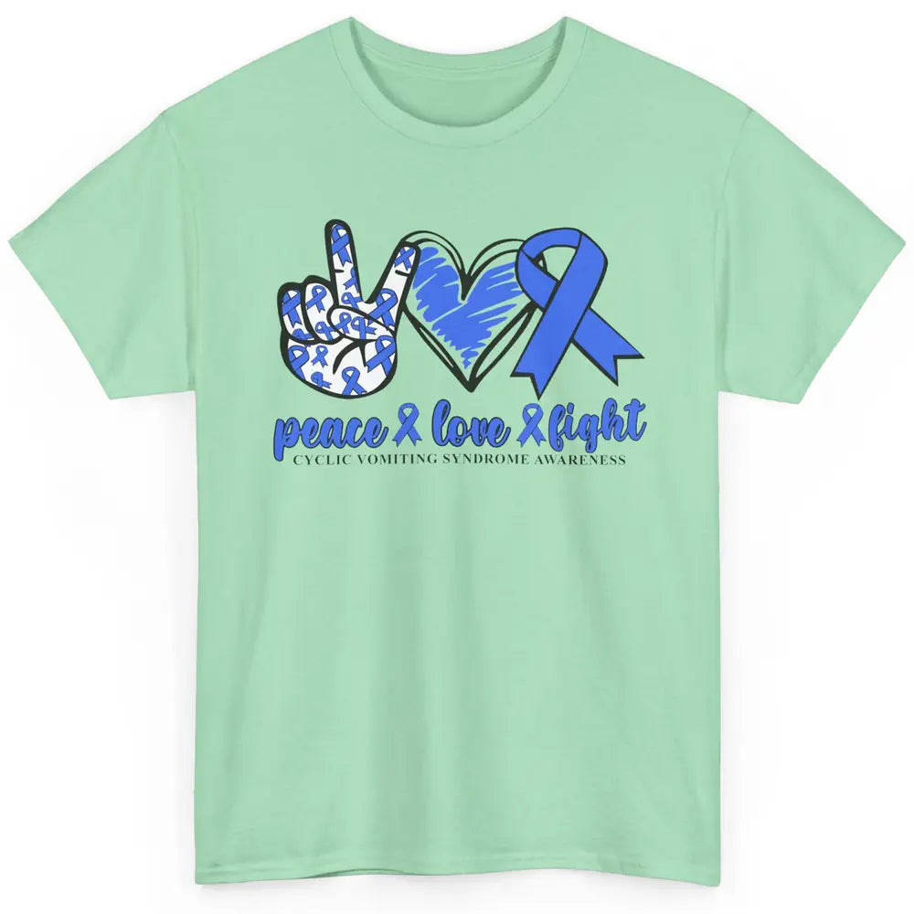 Cyclic Vomiting Syndrome Blue Ribbon Peace Love Fight Classic Unisex T-Shirt