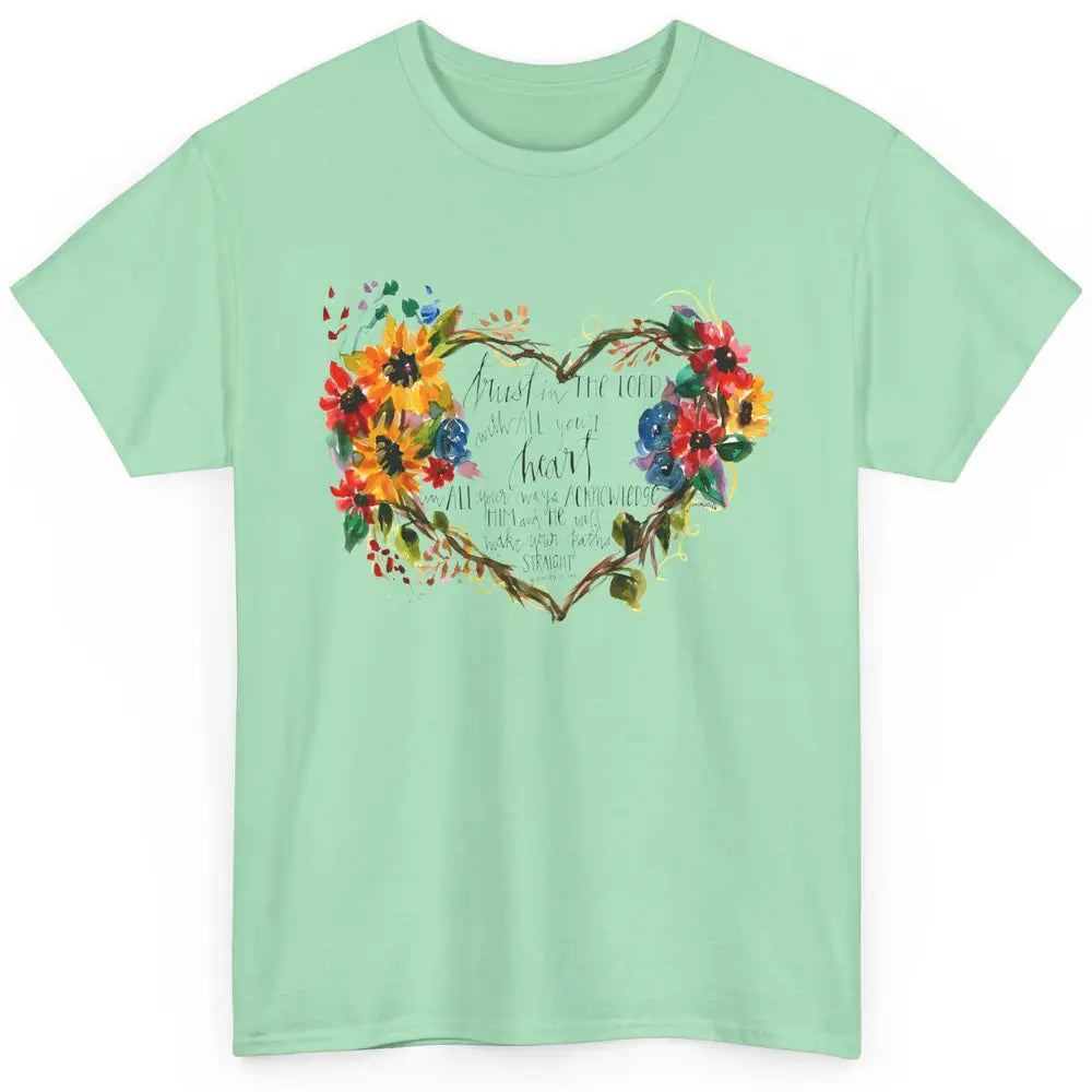 Floral Christian Trust In Lord With All Heart Bible Verse Classic Unisex T-Shirt