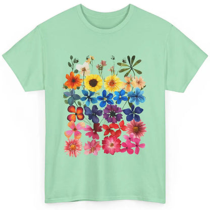 Vintage Pressed Flowers Plant Botanical Garden Wildflower Classic Unisex T-Shirt