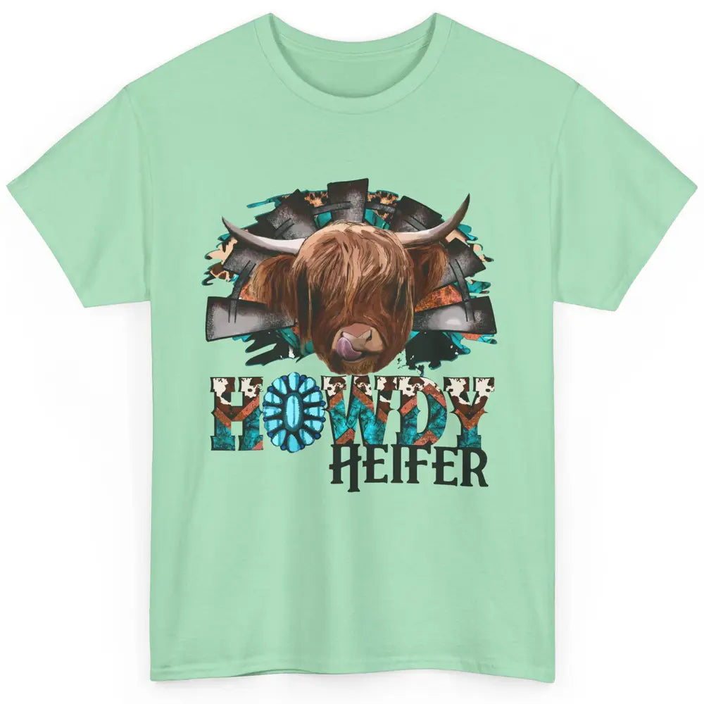 Leopard Highland Cow Howdy Heifer Western Country Cowboy Classic Unisex T-Shirt