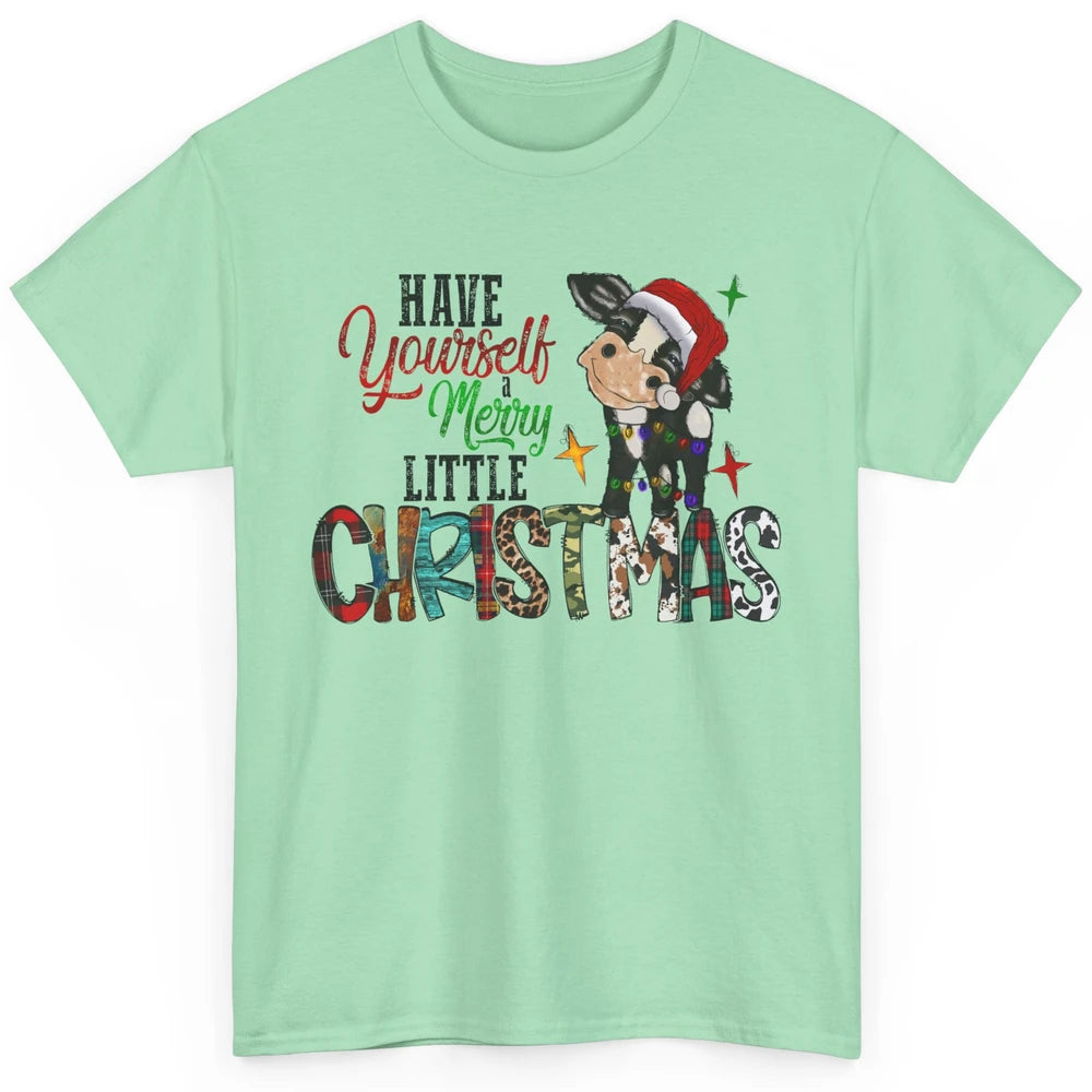 Cow Santa Have Yourself Merry Little Christmas Western Xmas Classic Unisex T-Shirt