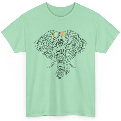 Elephant Down Syndrome Awareness Support Emotional Lovable Classic Unisex T-Shirt