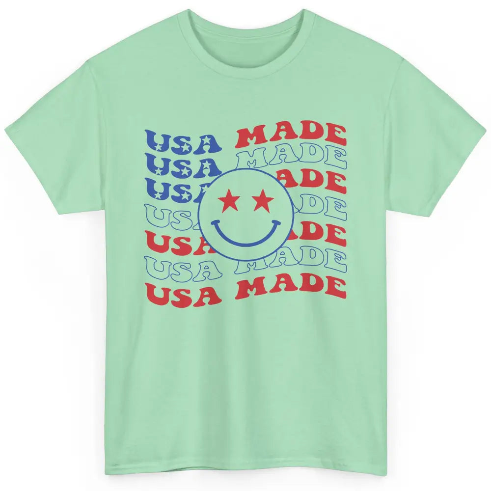 US Flag America Made Smiley Face July 4th American Patriots Classic Unisex T-Shirt