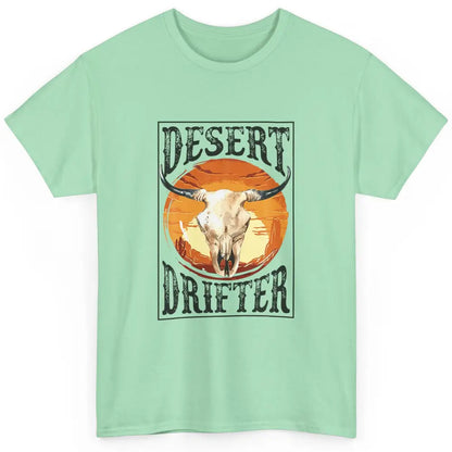 Bull Skull Sunset Desert Drifter Cowboy Rodeo Western Retro Classic Unisex T-Shirt