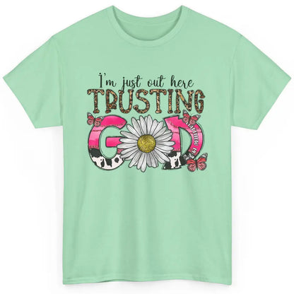 Cowhide Sunflower Out Here Trusting God Western Christian Classic Unisex T-Shirt