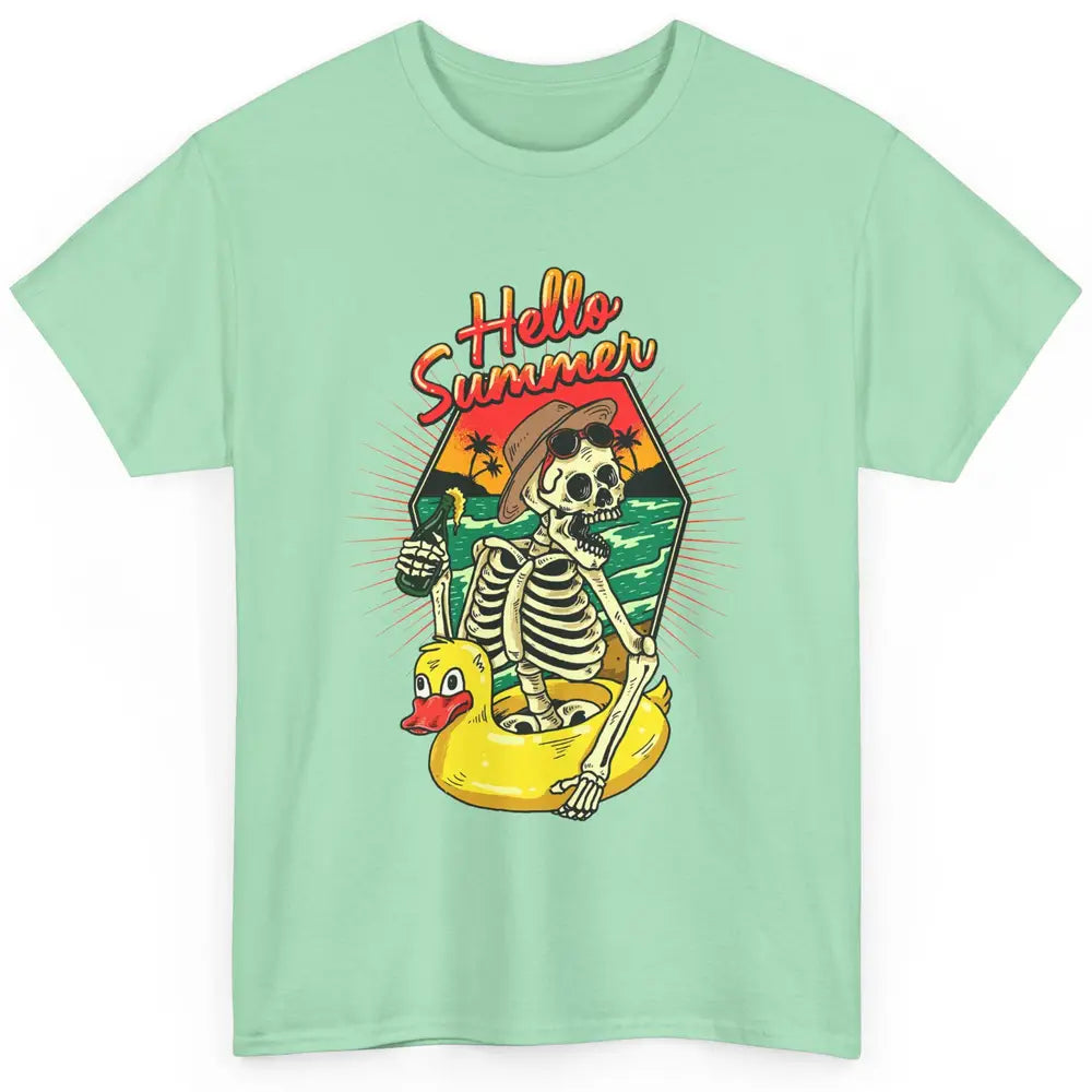 Summer Vibes Skeleton Funny Skeleton On Beach Sunset Classic Unisex T-Shirt