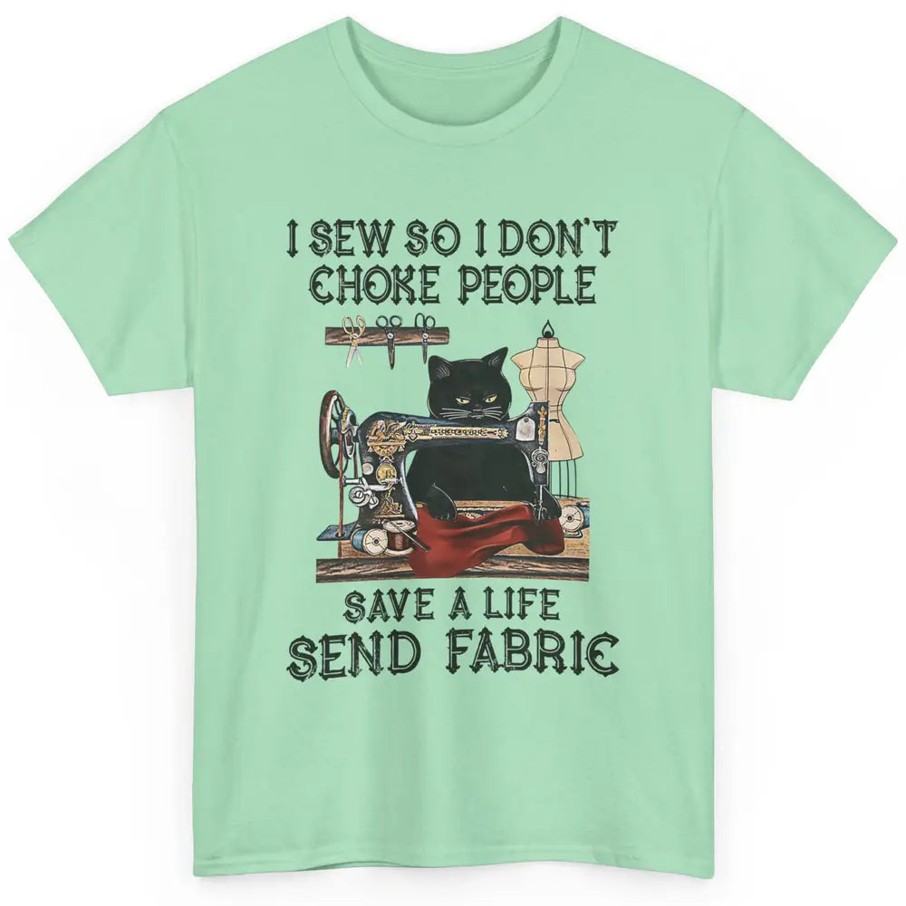 Funny Black Cat Sew Dont Choke People Knitter Quilt Crochet Classic Unisex T-Shirt