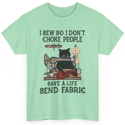 Funny Black Cat Sew Dont Choke People Knitter Quilt Crochet Classic Unisex T-Shirt