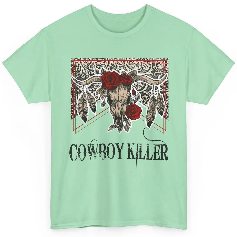 Texas Floral Skull Cowboy Killer Western Country Vintage Classic Unisex T-Shirt