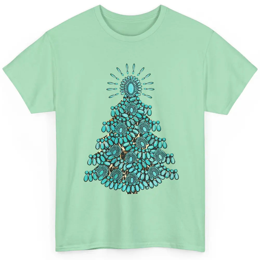 Turquoise Christmas Tree Western Christmas Country Farm Classic Unisex T-Shirt