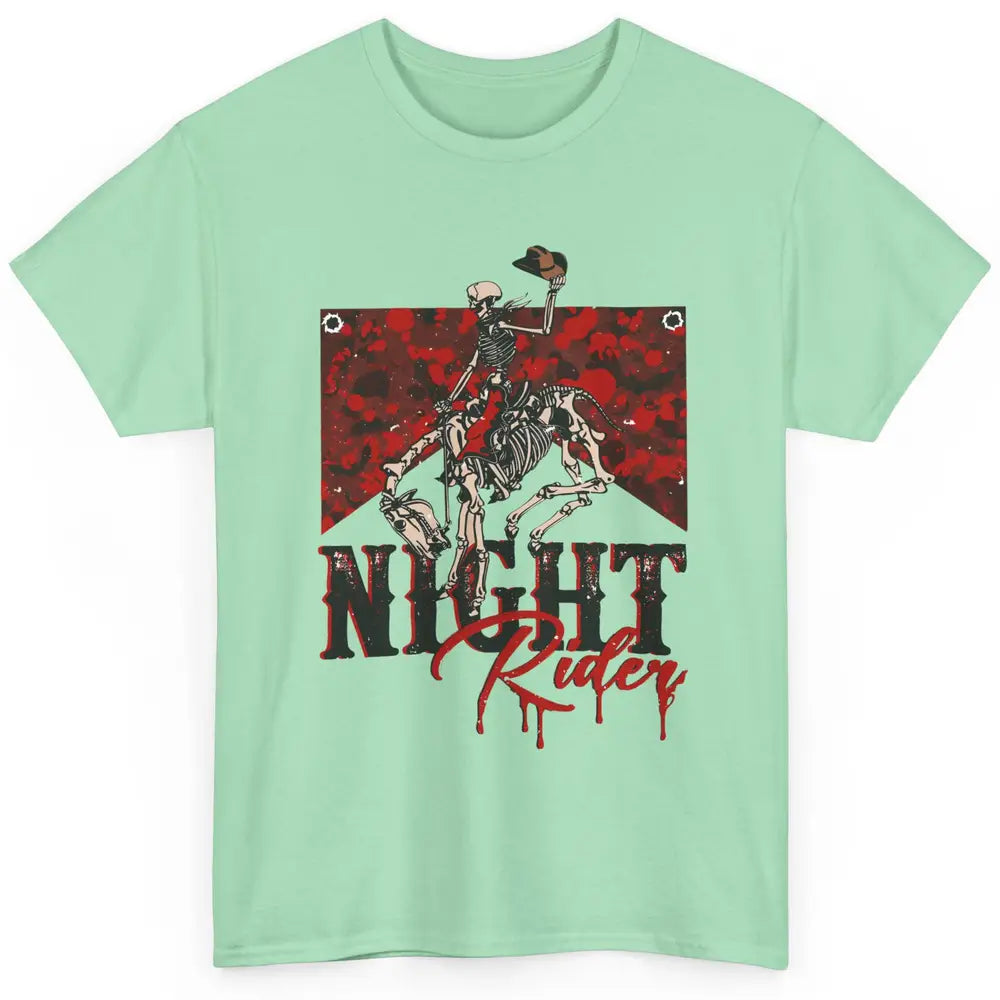 Cowboy Skeleton Bucking Horse Night Rider Western Halloween Classic Unisex T-Shirt