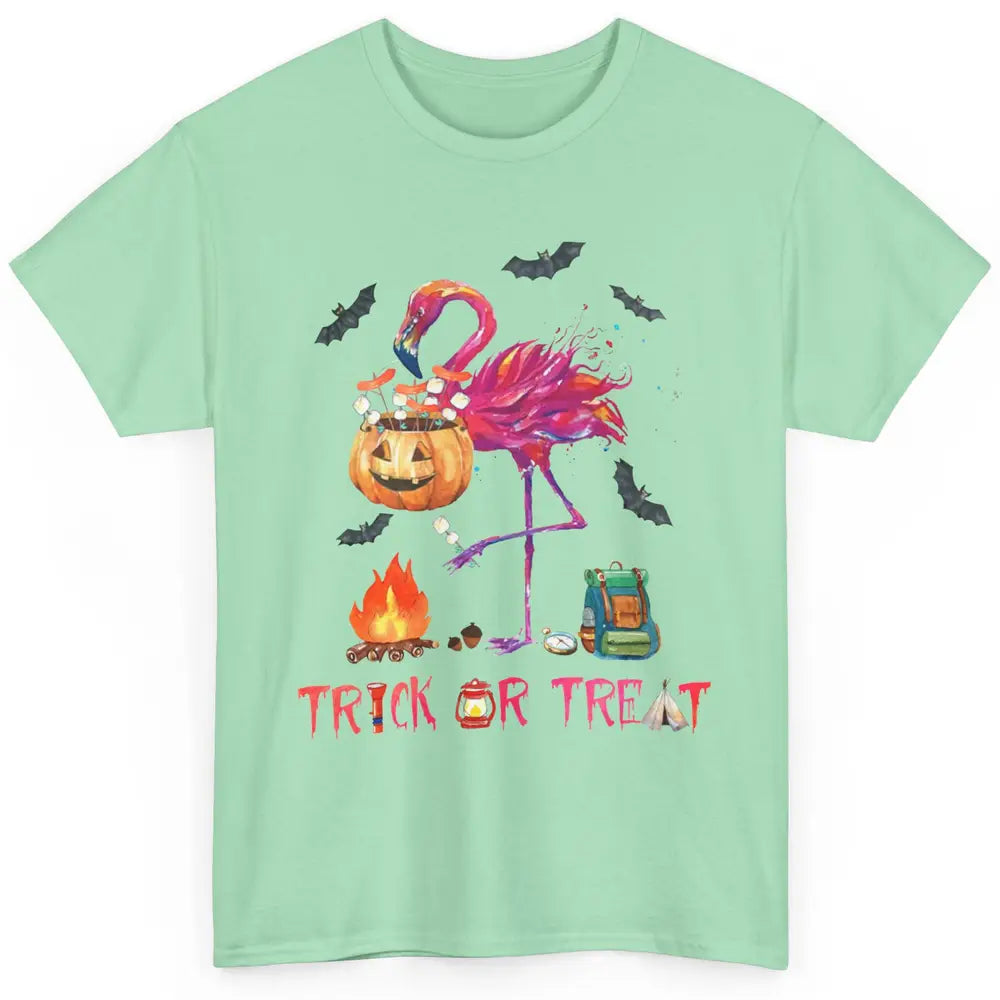 Flamingo Trick or Treat Halloween Camping Lovers Gift Classic Unisex T-Shirt