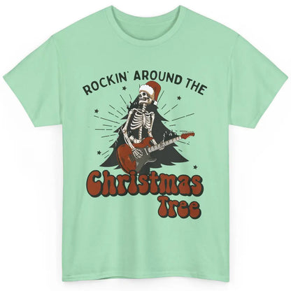 Skeleton Guitar Rocking Around Christmas Tree Western Xmas Classic Unisex T-Shirt