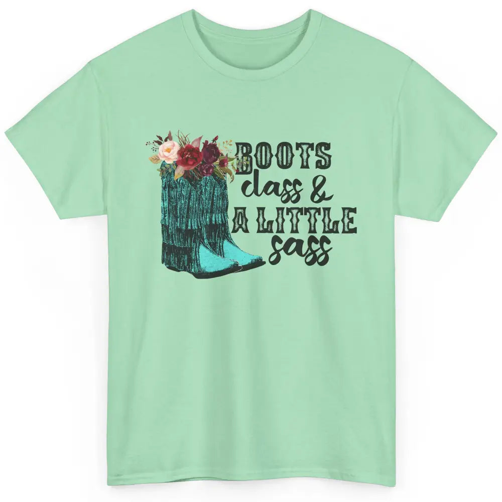 Floral Cowgirl Boots Class A Lil Sass Western Country Girl Classic Unisex T-Shirt