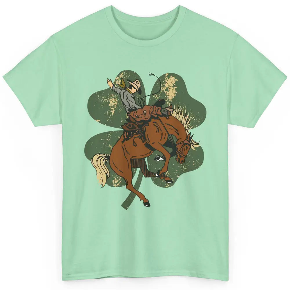 Cowboy Bronc Horsing Shamrocks St. Patricks Day Western Classic Unisex T-Shirt