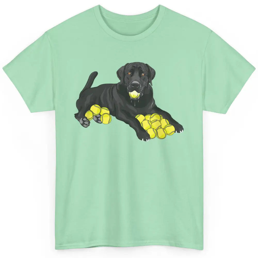 Funny Black Labrador Retriever Dog Play Tennis Balls Player Classic Unisex T-Shirt