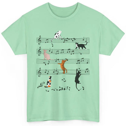 Funny Black Cats Music Sheet Kittens Playing Musical Notes Classic Unisex T-Shirt