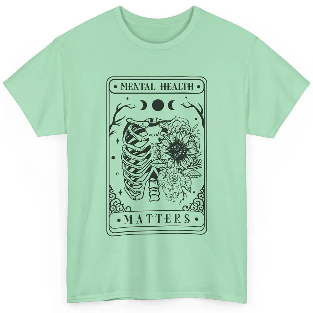 Floral Rib Cage Mental Health Matters Tarot Card Halloween Classic Unisex T-Shirt