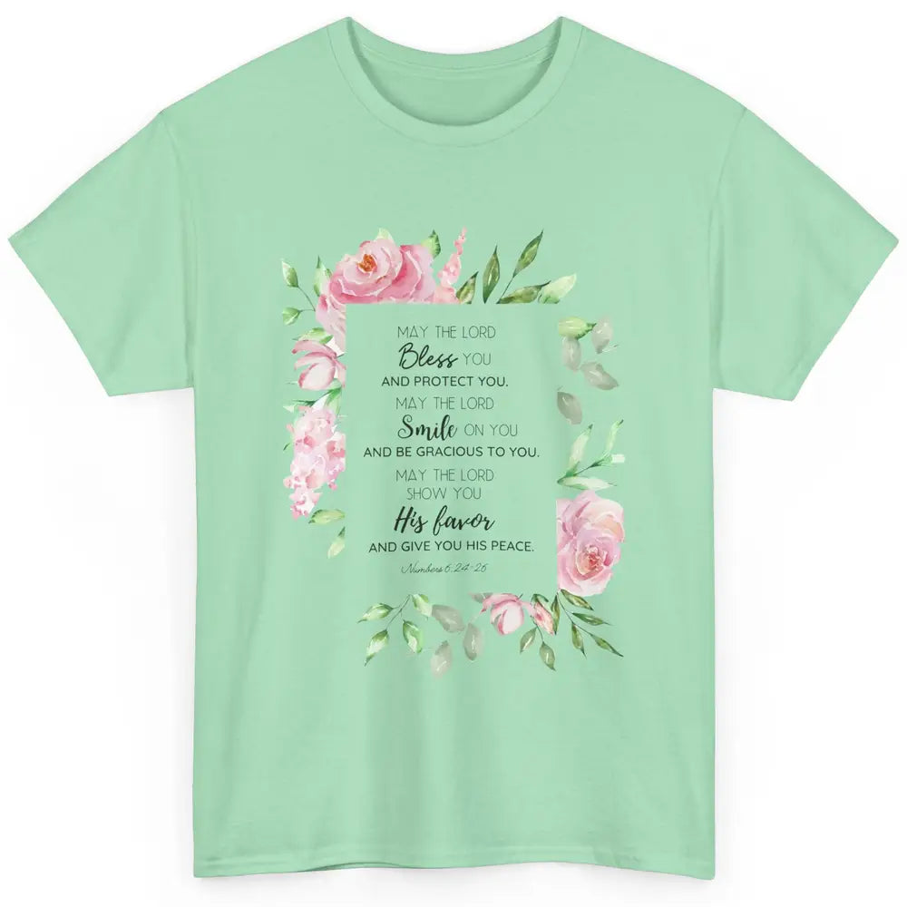 Floral Christian Belief May The Lord Bless You Bible Verse Classic Unisex T-Shirt