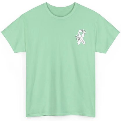 Blindness Awareness Floral White Gray Ribbon Blind Support Classic Unisex T-Shirt