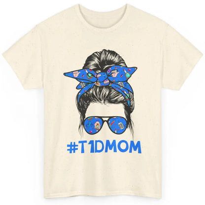 T1D Proud Mom Leopard Messy Bun Warrior Diabetes Awareness Classic Unisex T-Shirt