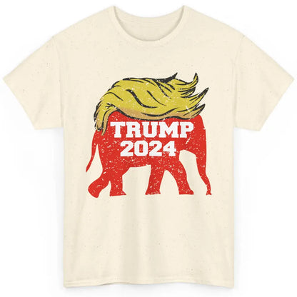 Trump 2024 Republican Elephant With Trump Hair Funny Trump Classic Unisex T-Shirt