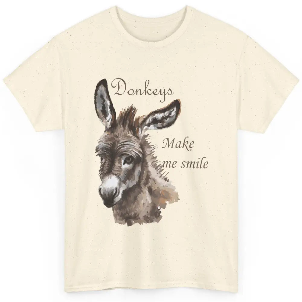 Watercolor Donkey Make Me Smile Farming Life Farm Animal Classic Unisex T-Shirt