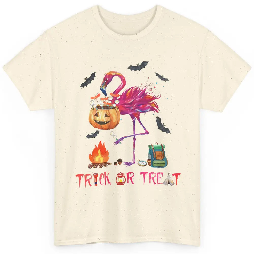 Flamingo Trick or Treat Halloween Camping Lovers Gift Classic Unisex T-Shirt