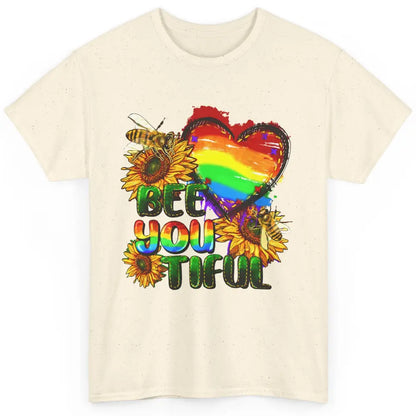 Bee You Tiful Pride Heart Rainbow Sunflower LGBT Pride Month Classic Unisex T-Shirt