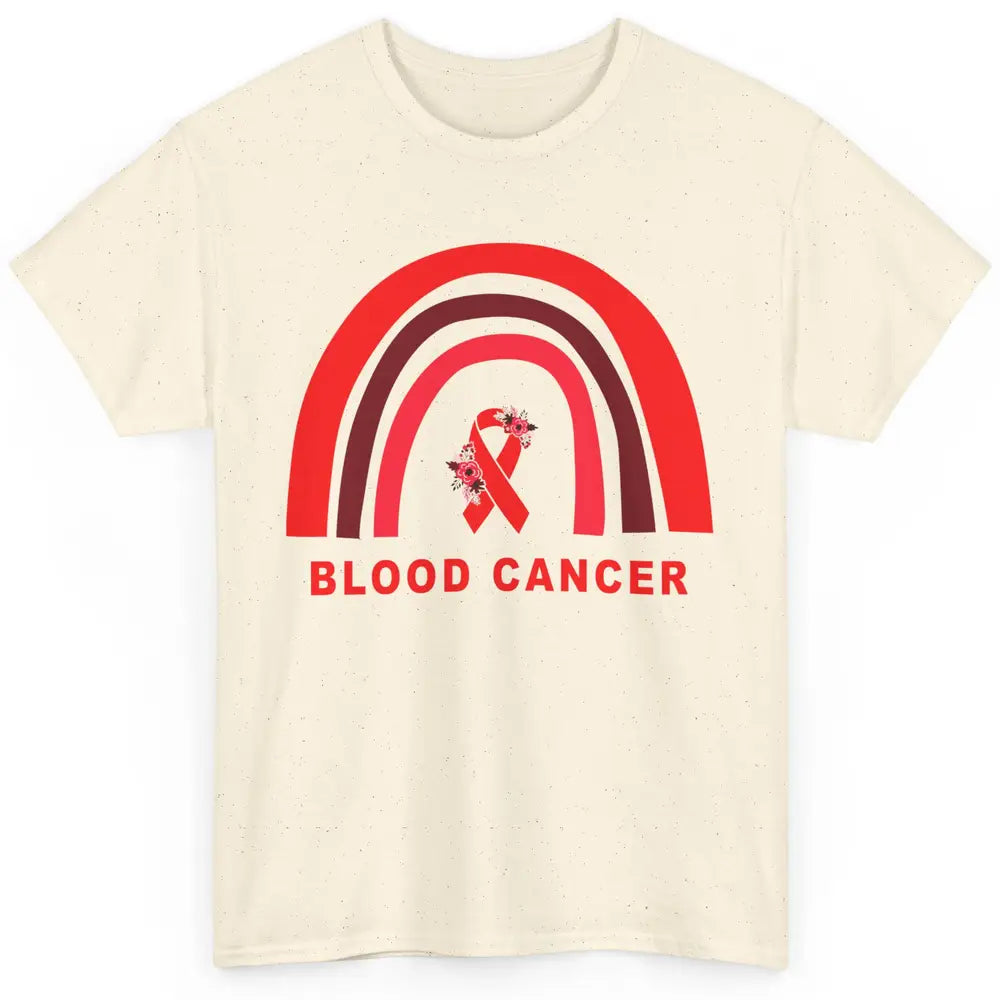 Blood Cancer Awareness Floral Red Ribbon Cute Rainbow Classic Unisex T-Shirt