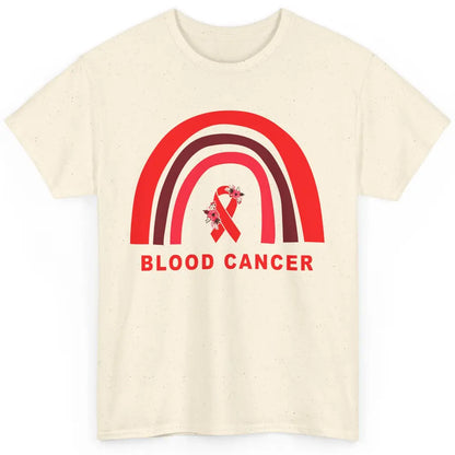 Blood Cancer Awareness Floral Red Ribbon Cute Rainbow Classic Unisex T-Shirt