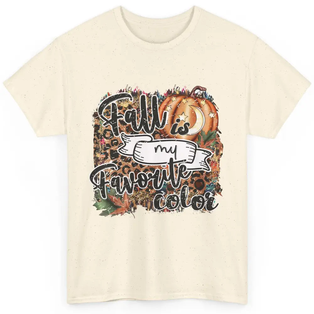 Retro Pumpkin Fall Is My Favorite Color Leopard Autumn Gift Classic Unisex T-Shirt