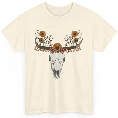 Cow Skull Bloom In The Wild Western Bull Skull Wildfloral Classic Unisex T-Shirt