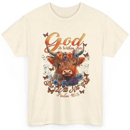 Christian Highland Cow God Is Within Her Bible Religious Classic Unisex T-Shirt