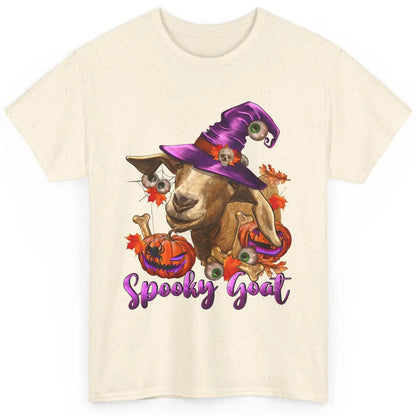 Funny Goat Witch Pumpkin Fall Leaves Halloween Goat Mom Classic Unisex T-Shirt