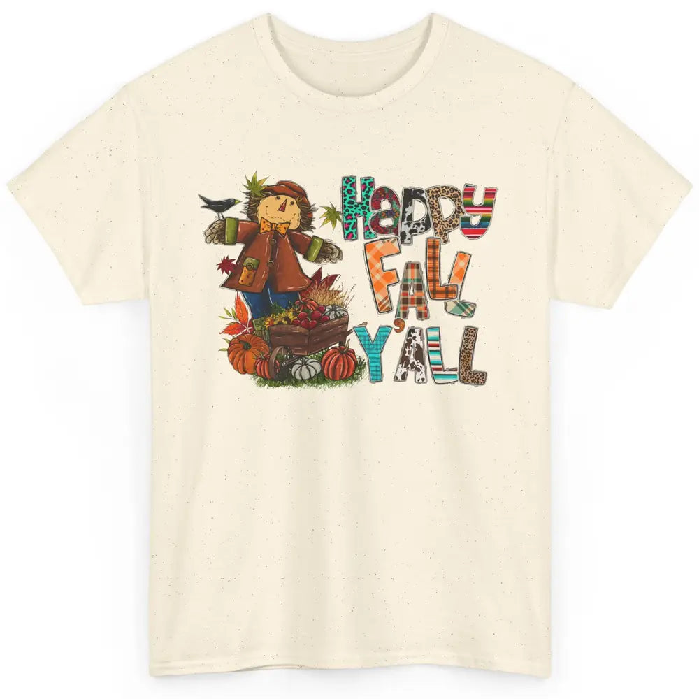 Happy Fall Y'all Leopard Pumpkin Western Autumn Thankful Classic Unisex T-Shirt