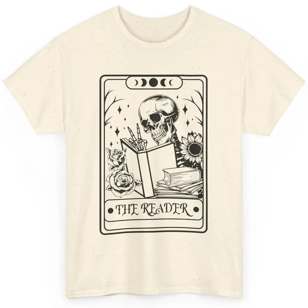 Retro Skeleton The Reader Tarot Card Halloween Romance Book Classic Unisex T-Shirt